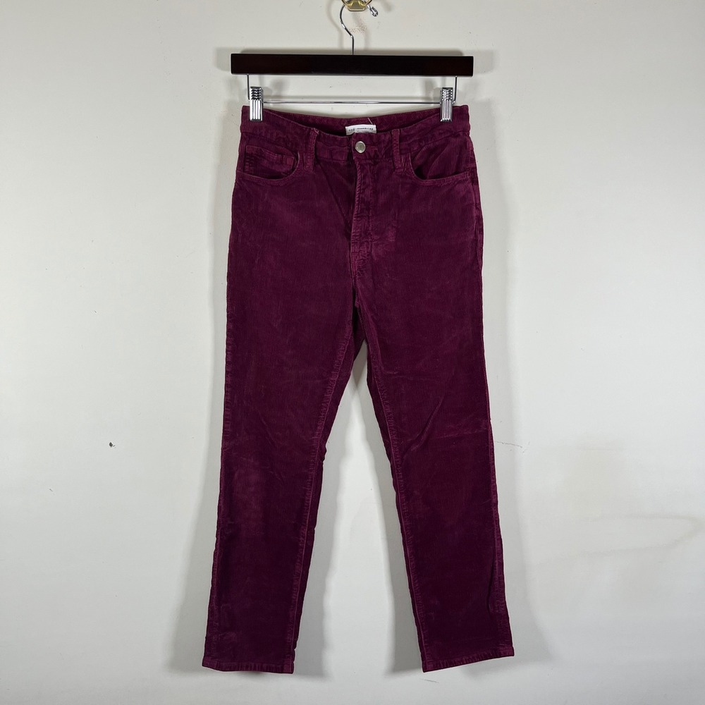 Good American Corduroy Straight Leg High Rise Pants Burgundy Womens 4